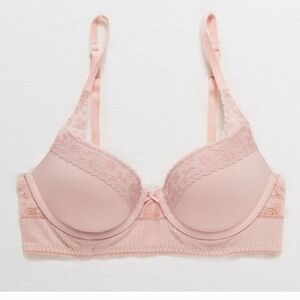 NWT Aerie Pink Happy Demi Push-Up Bra sz 38DD